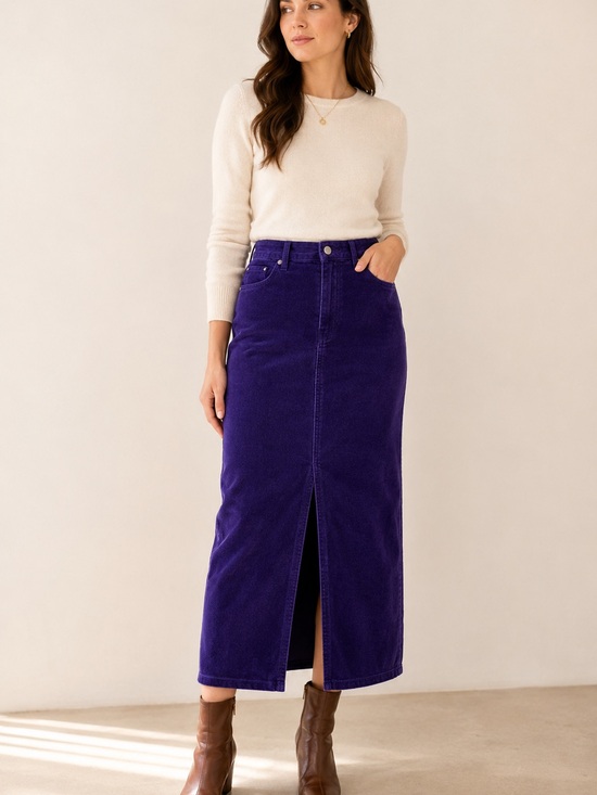 Jones New York Dresses & Skirts - Vintage 90s Jones New York Purple Velveteen Cotton Midi Maxi Skirt 4